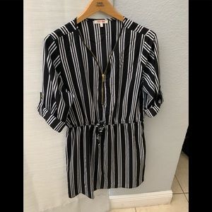 plus size black and white strip dress 1X